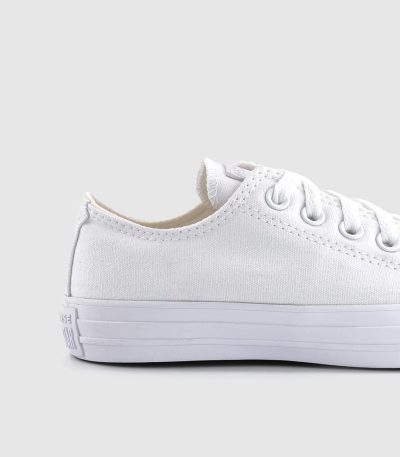 converse all star low trainers white mono canvas