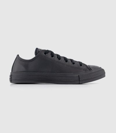 converse all star low leather trainers black mono leather