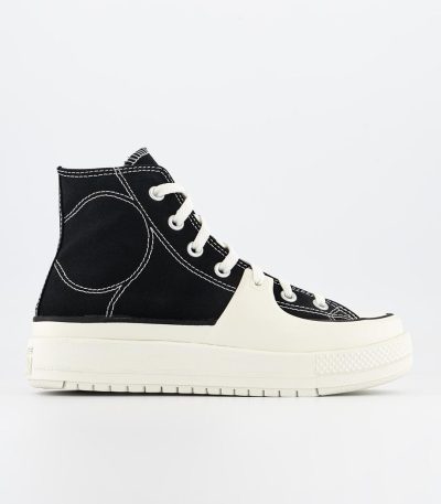 converse chuck taylor all star construct trainers  black vintage white egret