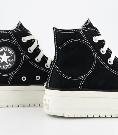 converse chuck taylor all star construct trainers  black vintage white egret
